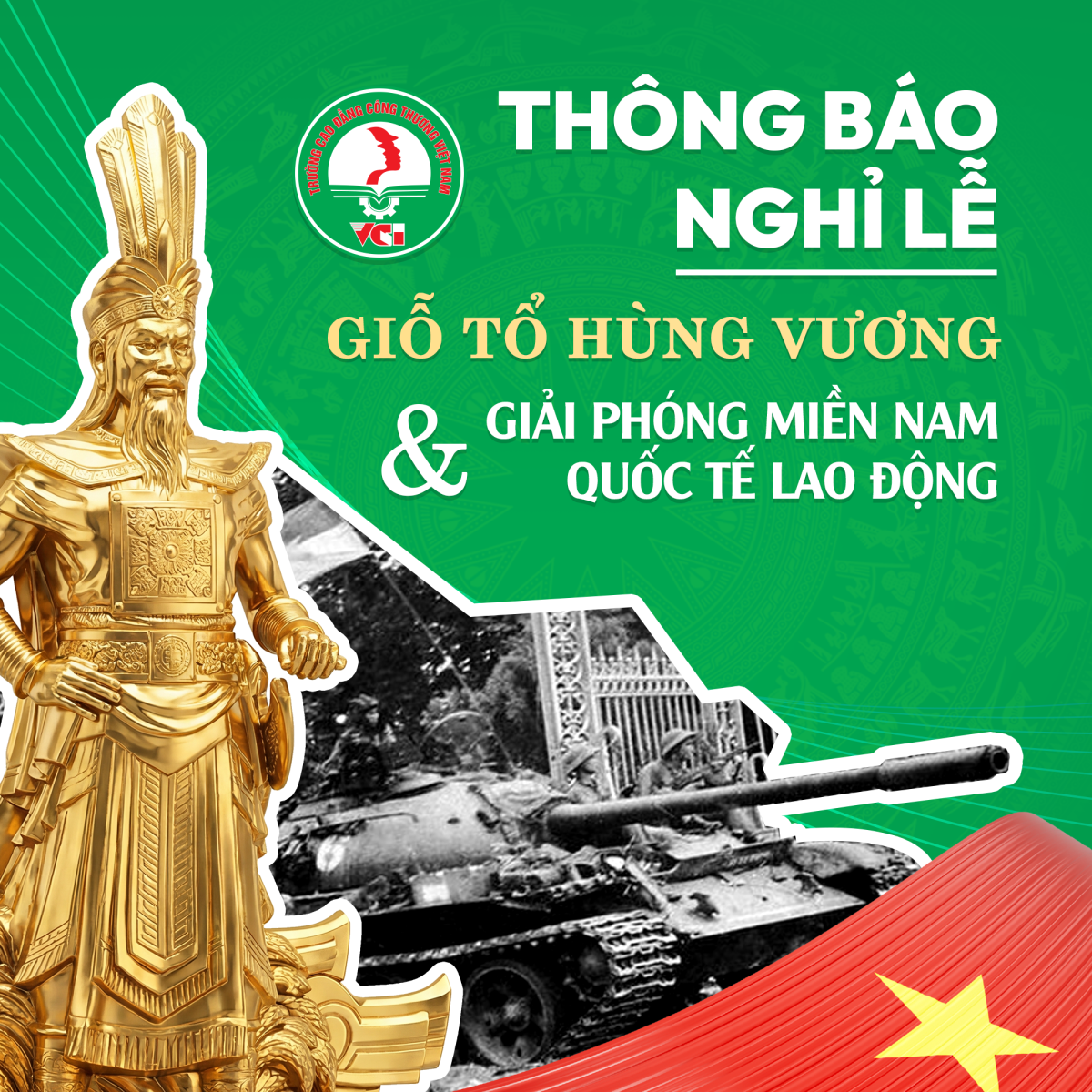 THÔNG BÁO VỀ VIỆC NGHỈ NGÀY GIỖ TỔ HÙNG VƯƠNG, NGÀY CHIẾN THẮNG 30/4 VÀ NGÀY QUỐC TẾ LAO ĐỘNG 01/5/2026