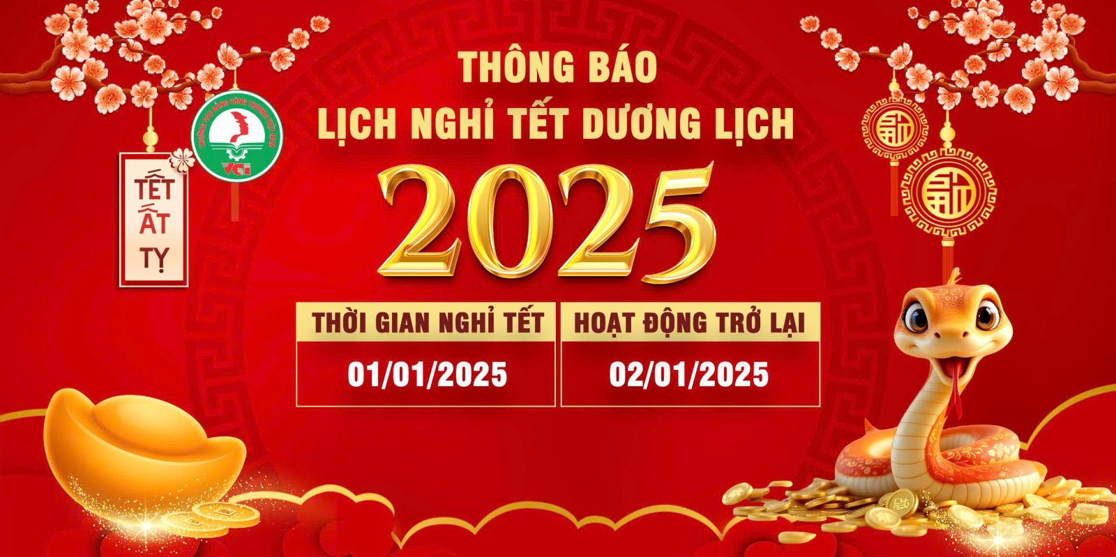 THÔNG BÁO : Nghỉ Tết dương lịch năm 2025